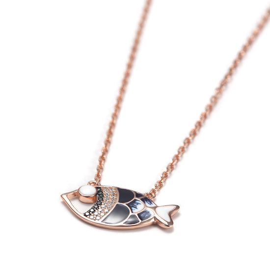 Fish Pendant Rose Gold Necklace -SSN149