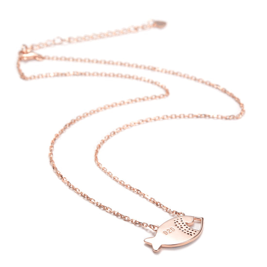 Fish Pendant Rose Gold Necklace -SSN149