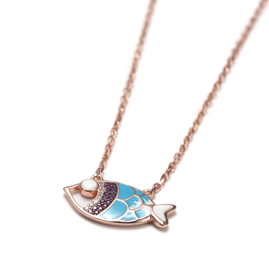 Fish Pendant Rose Gold Necklace -SSN149