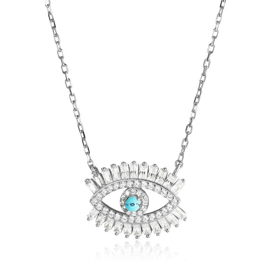 CZ Evil Eye Pendant Necklace - SSN165