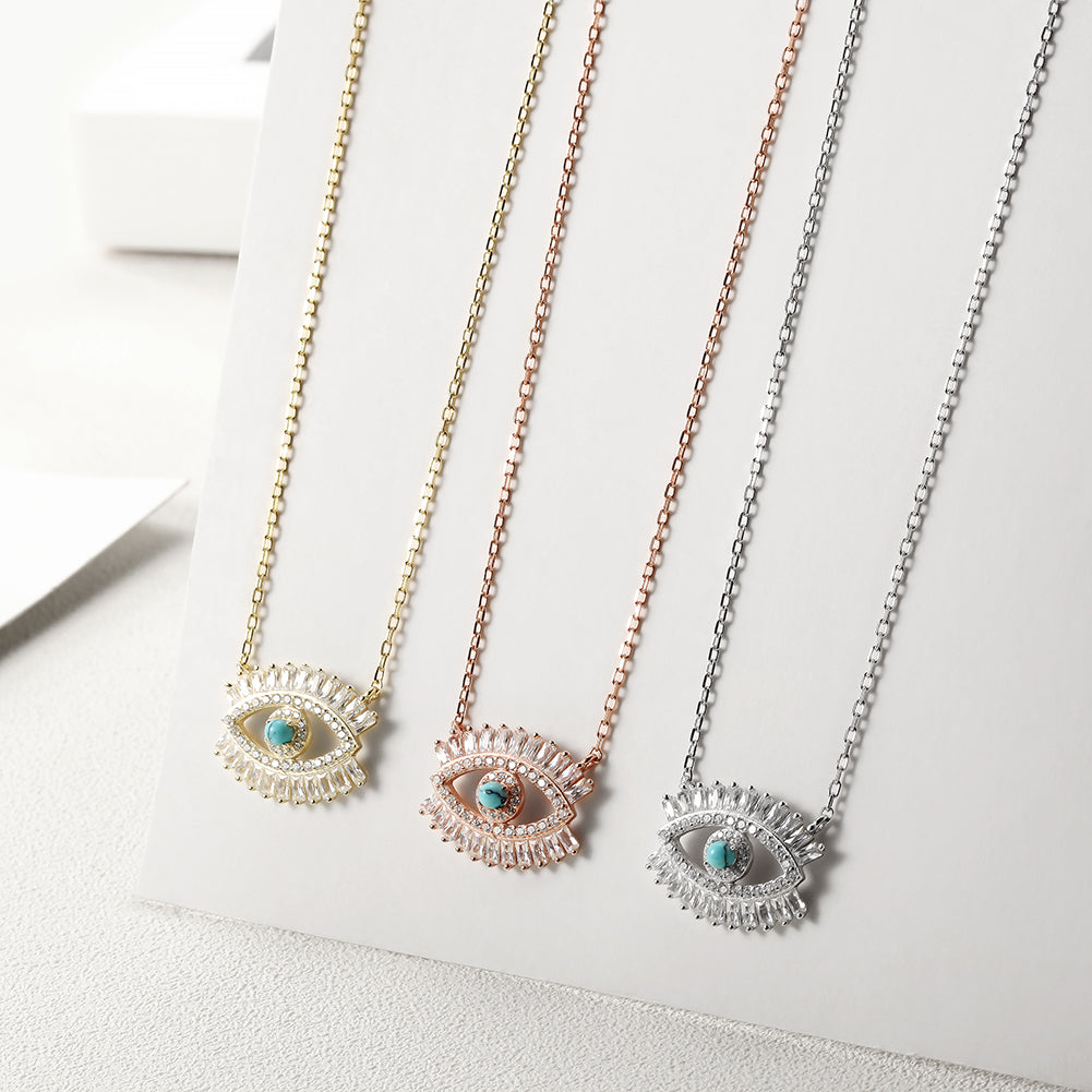 CZ Evil Eye Pendant Necklace - SSN165