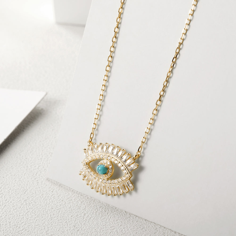 CZ Evil Eye Pendant Necklace - SSN165