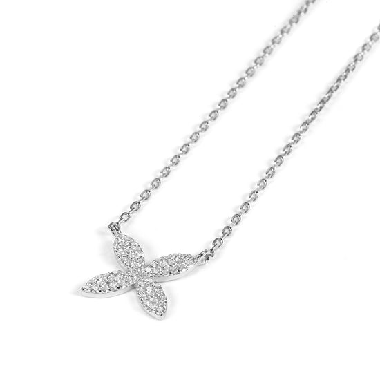 Clover Flower Pave CZ Necklace SSN172