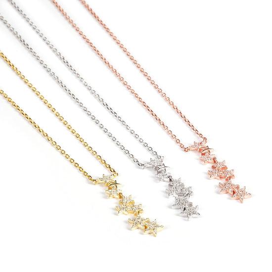 Stars CZ Pendant Necklace - SSN173