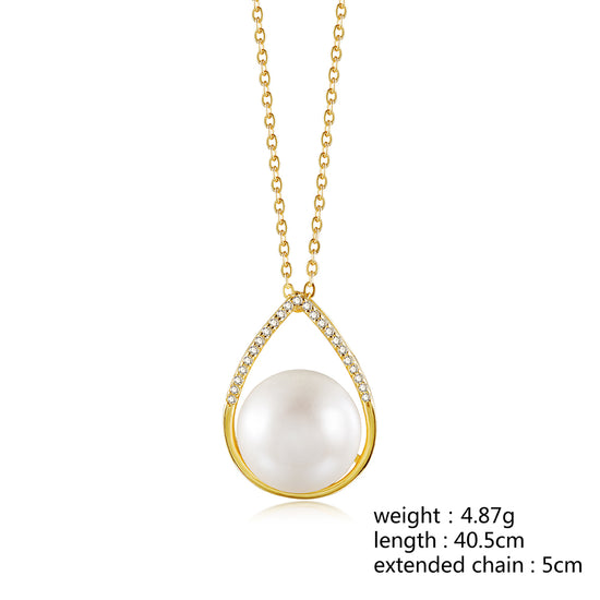 Water Drop CZ Pave Pearl Jewelry SSN185GCZD