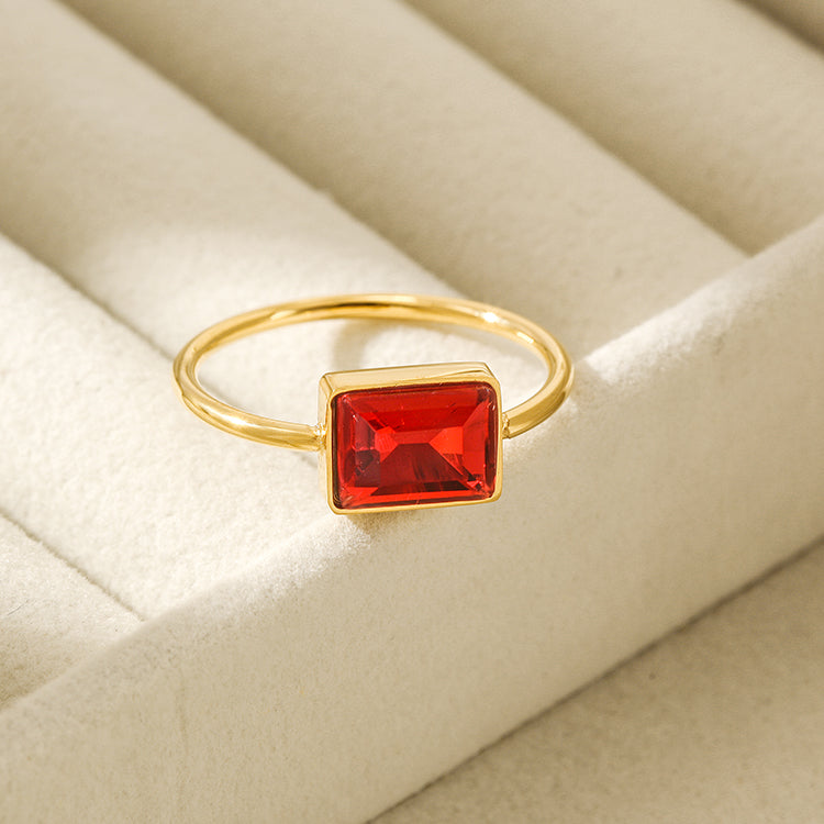 Little Luxury-Top Mozambique Red Stone 3mm Ring-Sterling Rose Gold-January  Birthstone - Shop mmuinn General Rings - Pinkoi